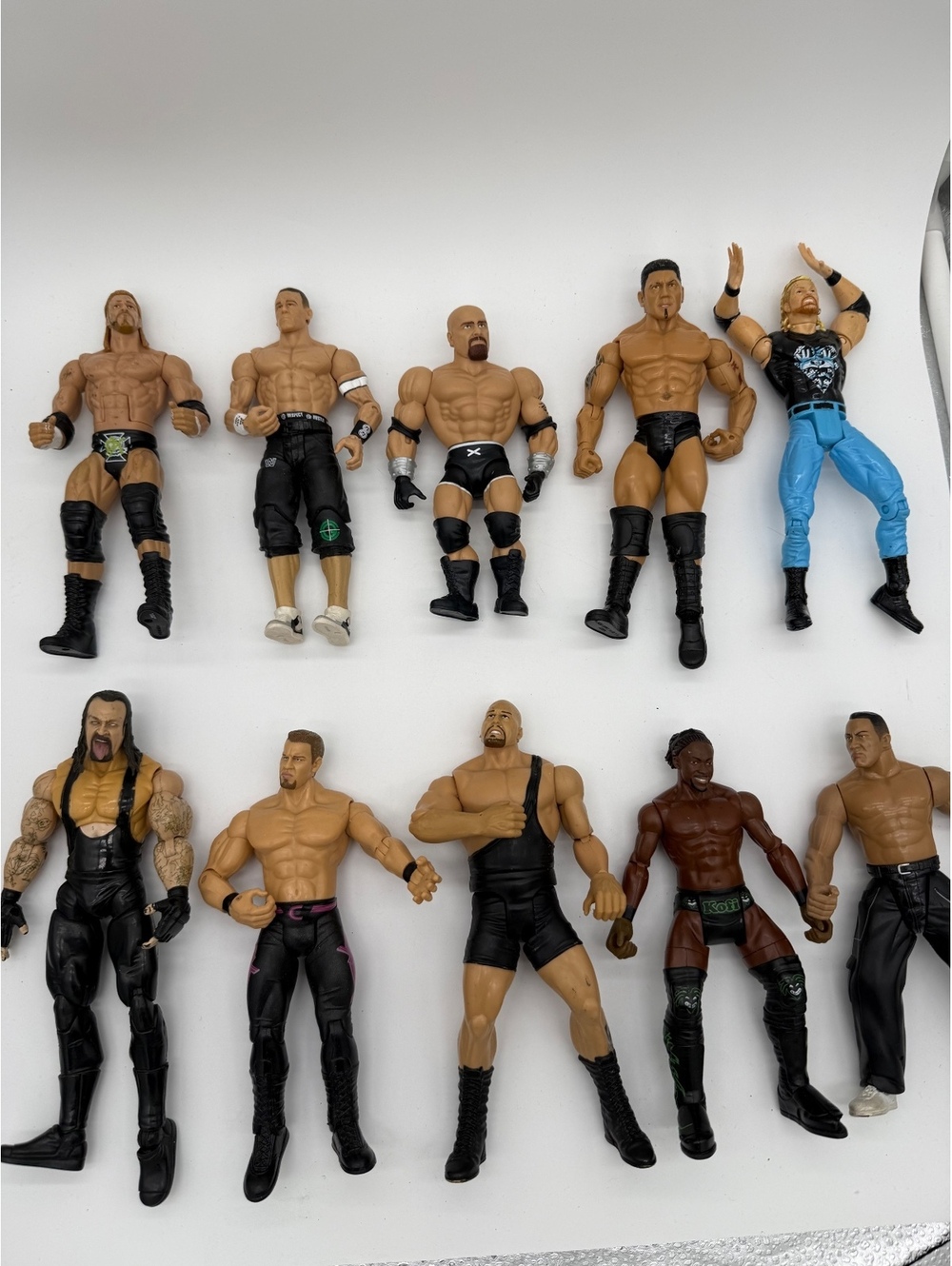 WWE Action Figure Lot of 10 John Cena Undertaker Triple H Batista Goldberg Rock